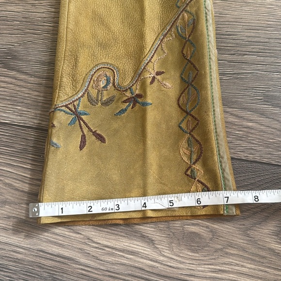 RARE Ralph Lauren blue label calf-suede tan leather embroidered western pants 6 - Picture 10 of 17